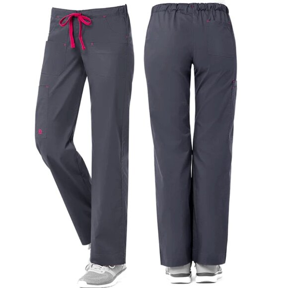 Maevn Pants - Maevn Women's Drawstring Utility Cargo Scrub Pants Charcoal/Pink Size S/M NWT